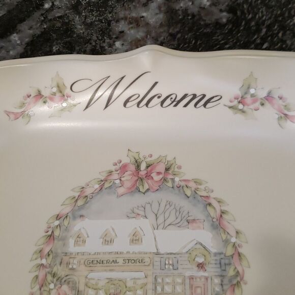 Lovely Vintage Pfaltzgraff Pearlesque Serving Tray "Welcome To Our Home" - Picture 7 of 10